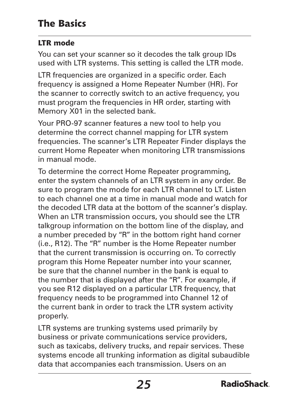 The basics | Radio Shack Pro-97 1,000 User Manual | Page 25 / 88