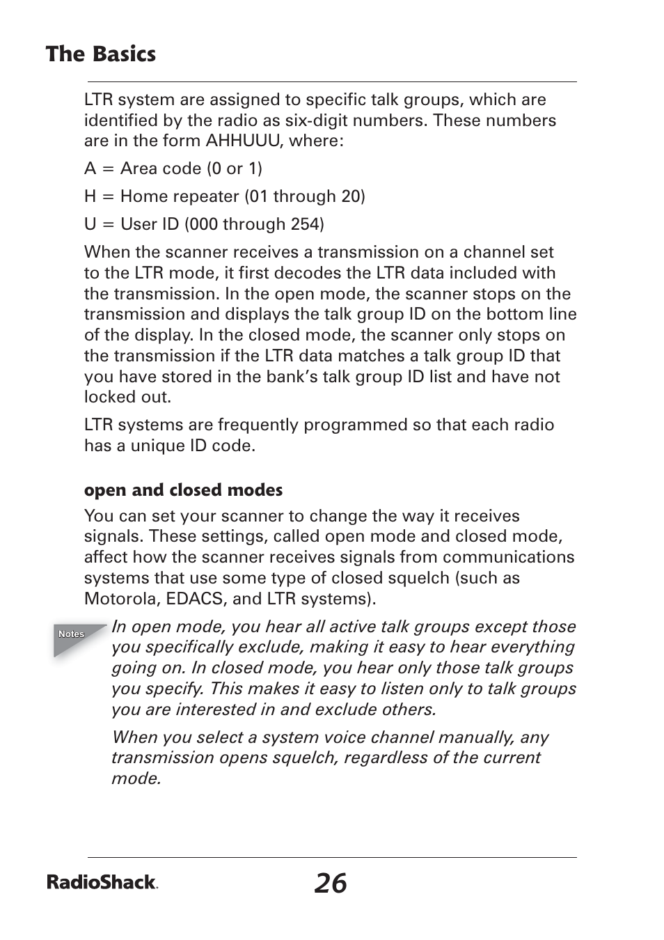 The basics | Radio Shack Pro-97 1,000 User Manual | Page 26 / 88