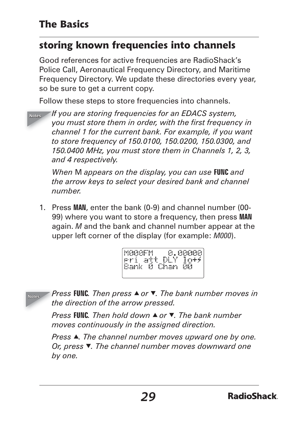 The basics storing known frequencies into channels | Radio Shack Pro-97 1,000 User Manual | Page 29 / 88