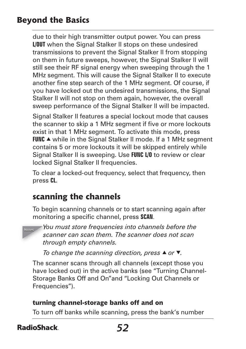 Beyond the basics, Scanning the channels | Radio Shack Pro-97 1,000 User Manual | Page 52 / 88