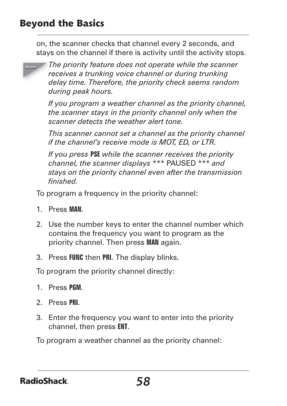 Beyond the basics | Radio Shack Pro-97 1,000 User Manual | Page 58 / 88