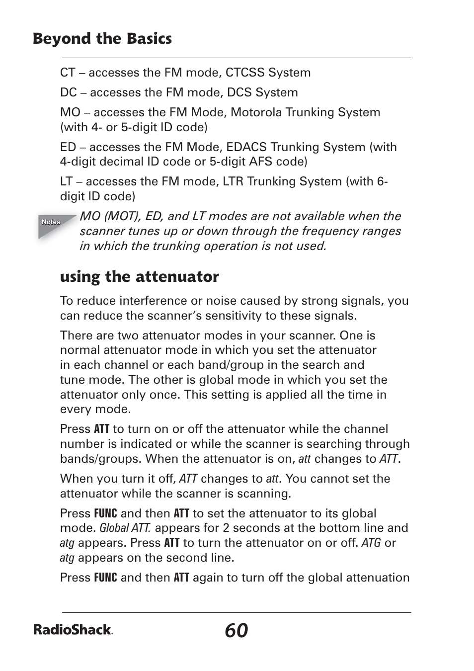 Beyond the basics, Using the attenuator | Radio Shack Pro-97 1,000 User Manual | Page 60 / 88