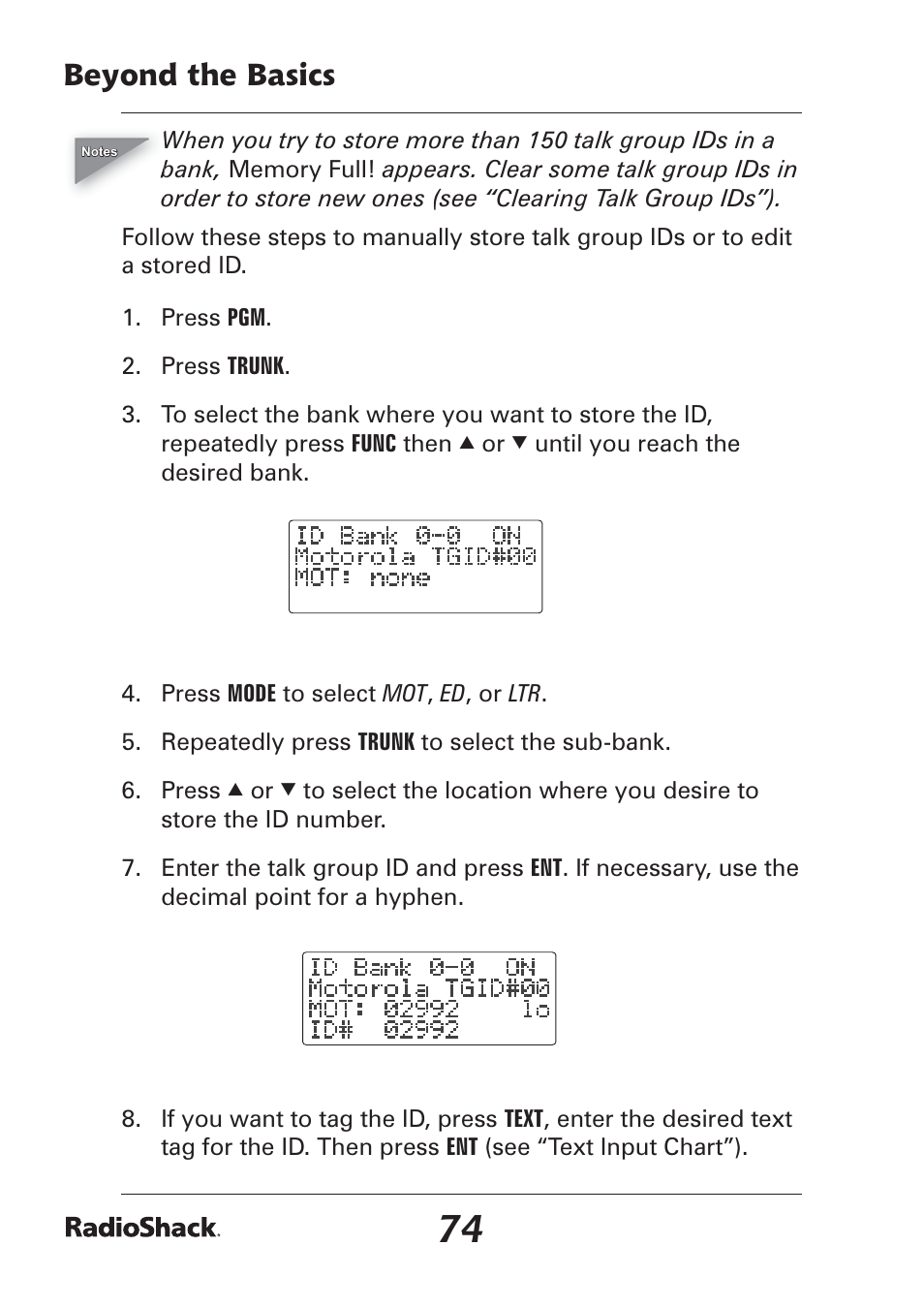 Beyond the basics | Radio Shack Pro-97 1,000 User Manual | Page 74 / 88