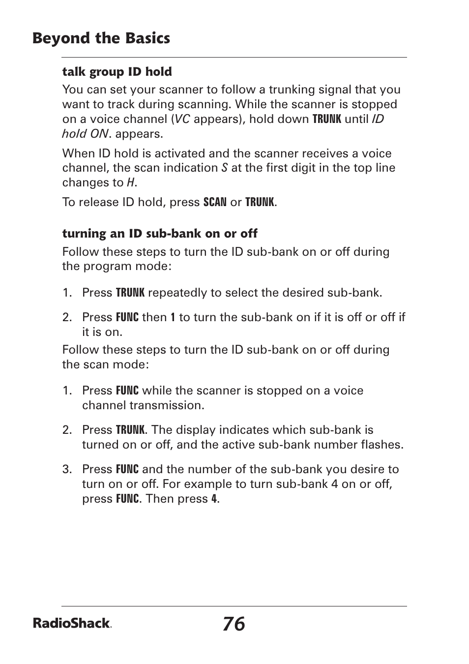 Beyond the basics | Radio Shack Pro-97 1,000 User Manual | Page 76 / 88