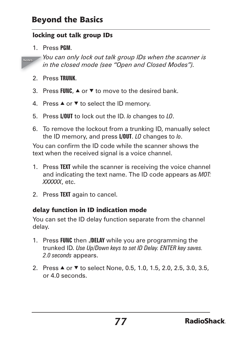 Beyond the basics | Radio Shack Pro-97 1,000 User Manual | Page 77 / 88