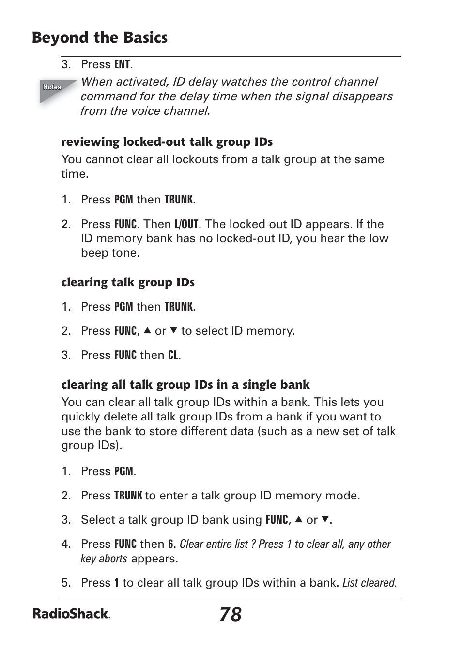 Beyond the basics | Radio Shack Pro-97 1,000 User Manual | Page 78 / 88