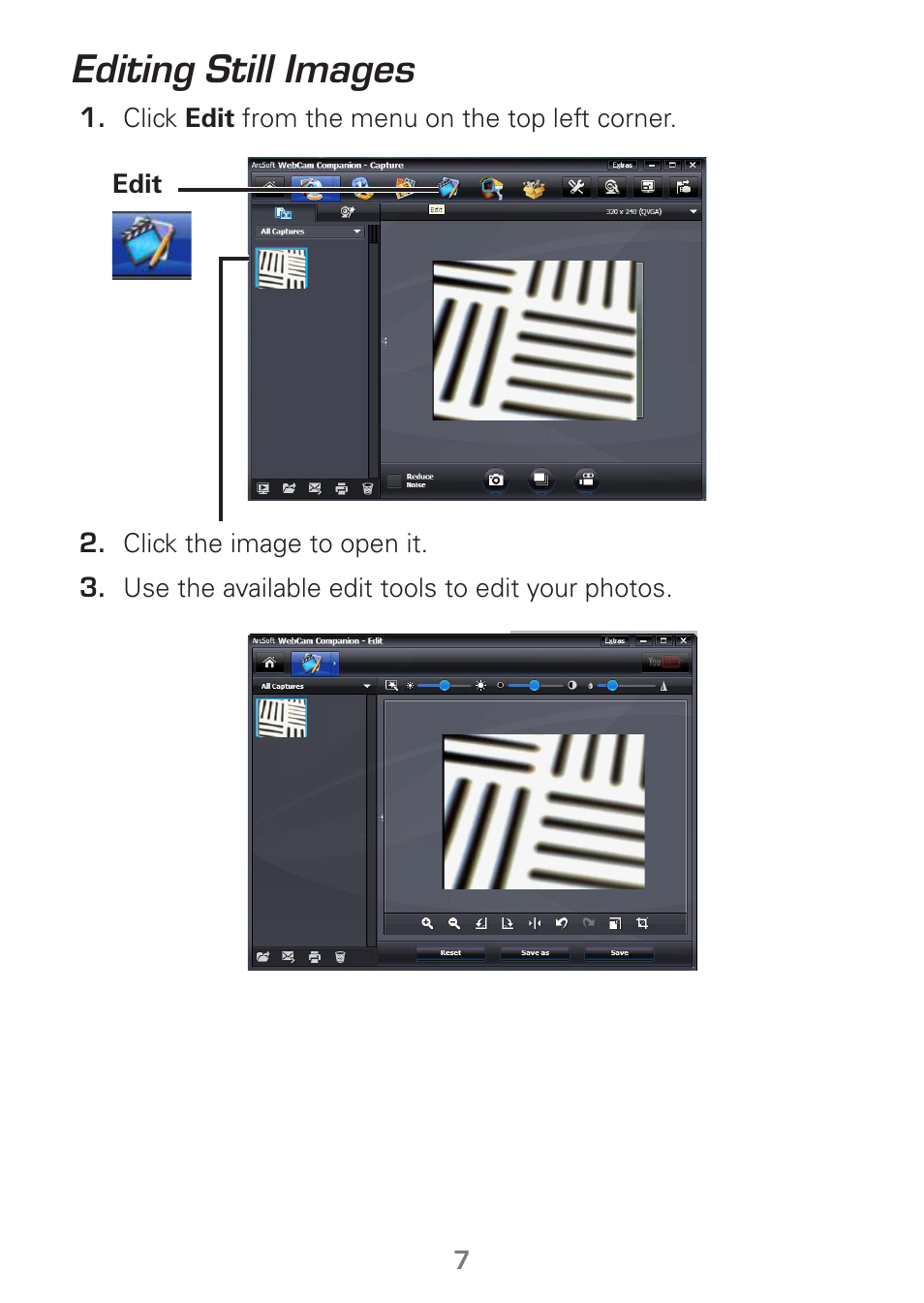 Editing still images | Radio Shack Gigaware 25-1178 User Manual | Page 7 / 12