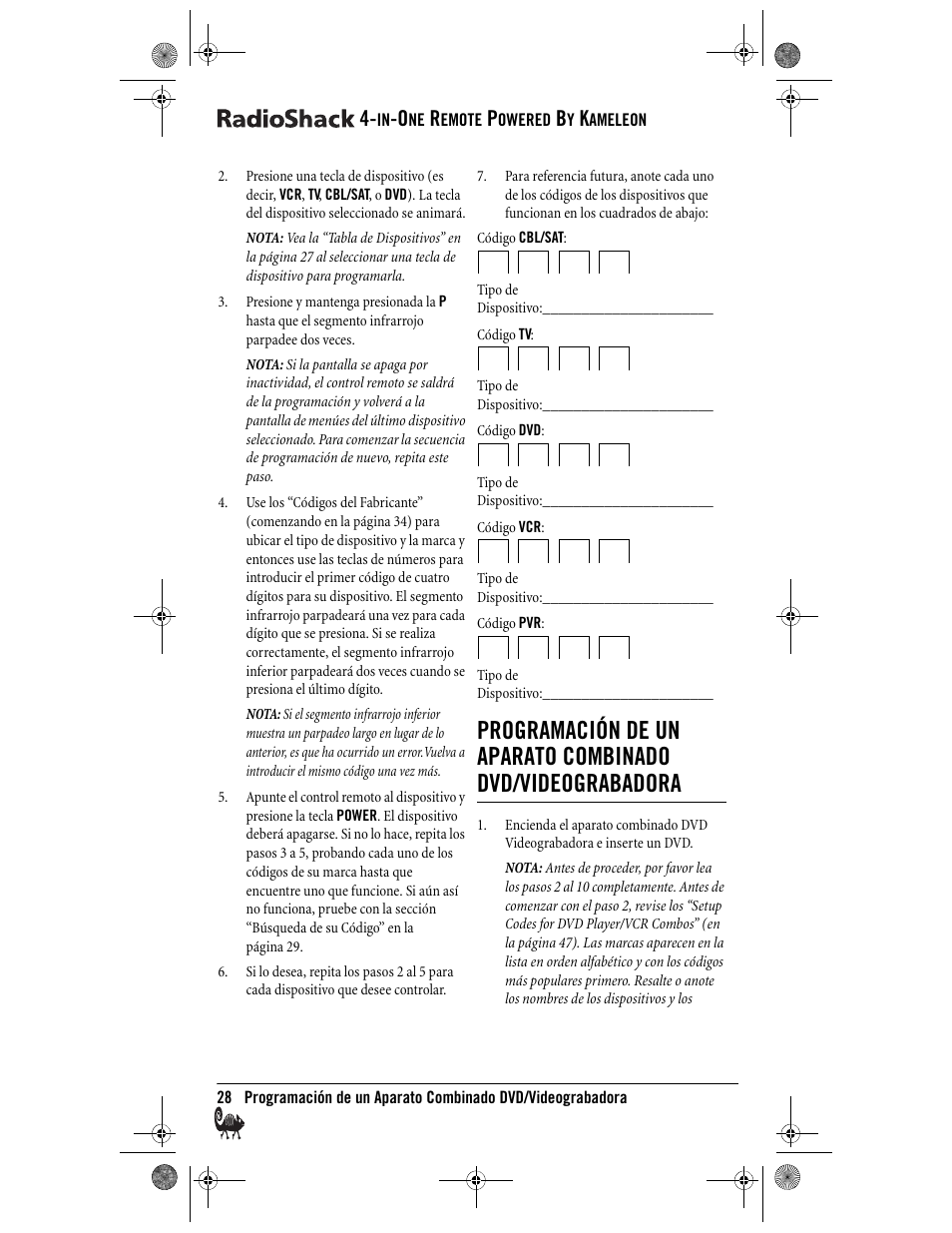 Radio Shack Kameleon 4-in-One User Manual | Page 28 / 58