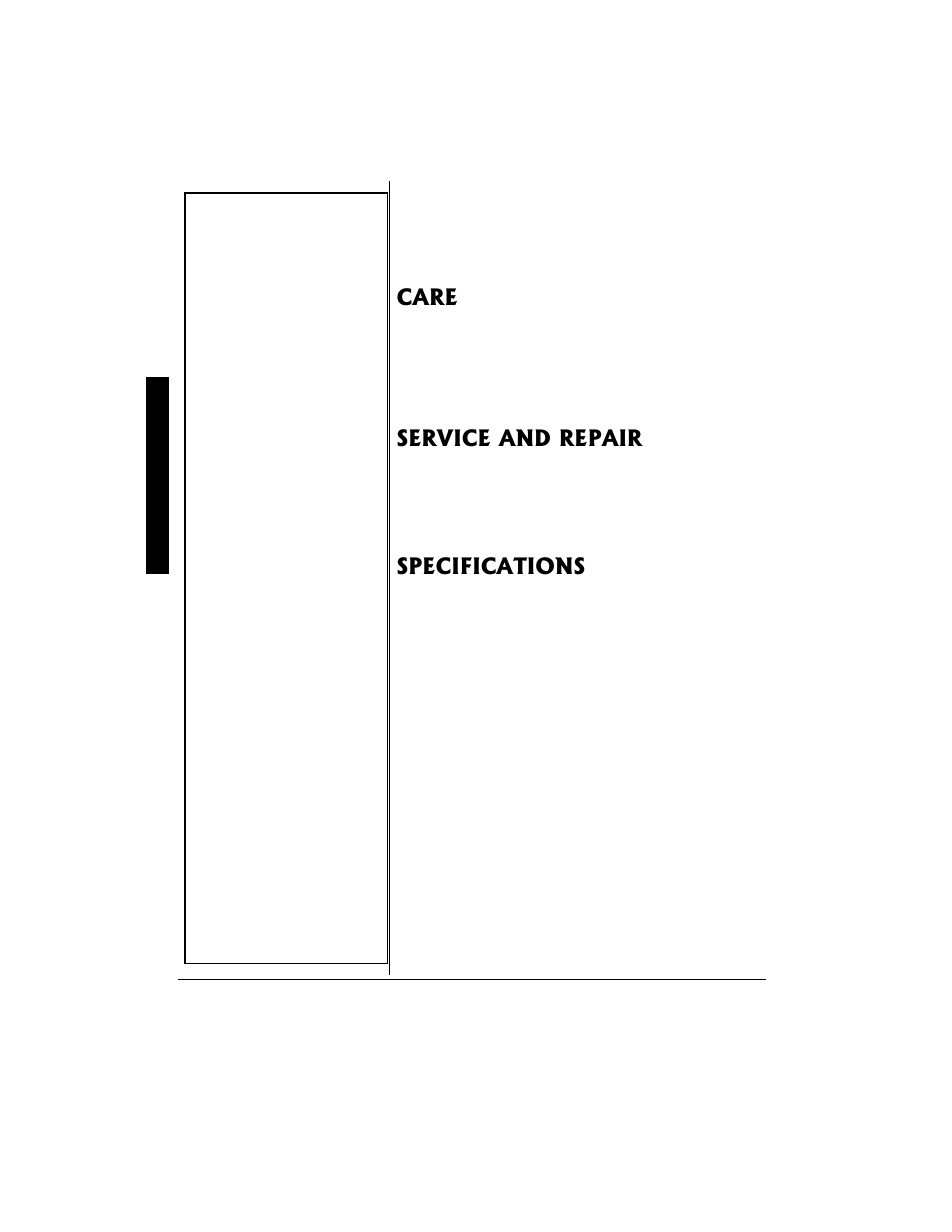 Care service and repair specifications | Radio Shack 49-2514 User Manual | Page 8 / 8
