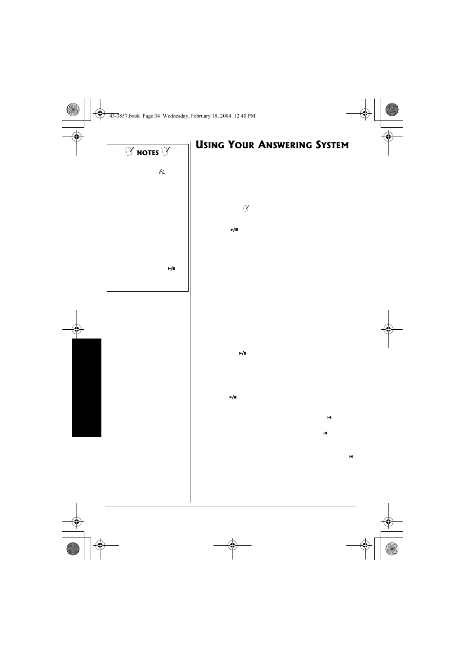 Using your answering system | Radio Shack 43-3857 User Manual | Page 34 / 44