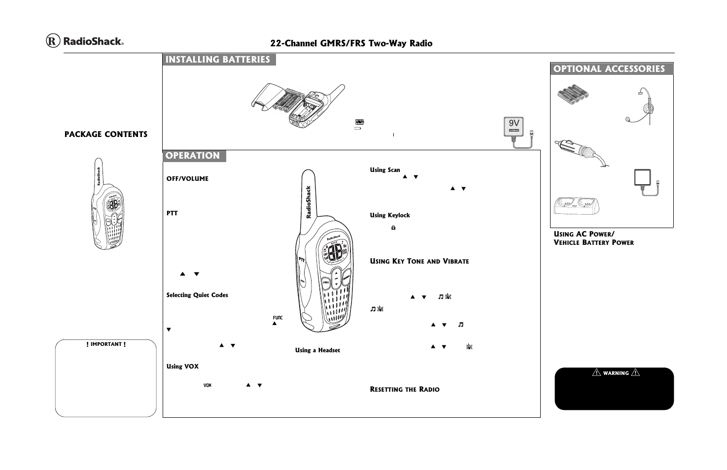 Radio Shack AO0161AAA1 User Manual | 1 page
