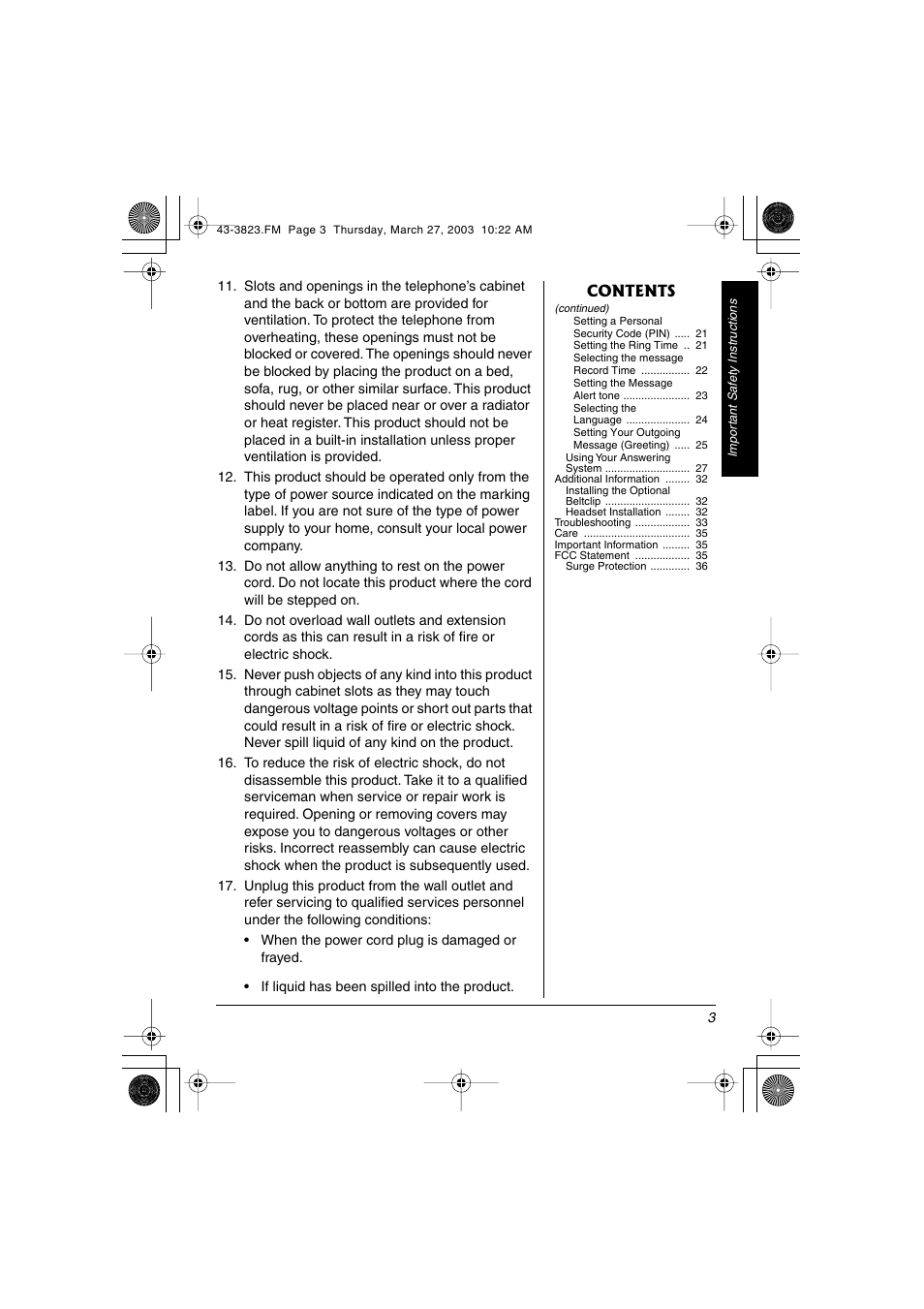 Radio Shack 43-3823 User Manual | Page 3 / 40