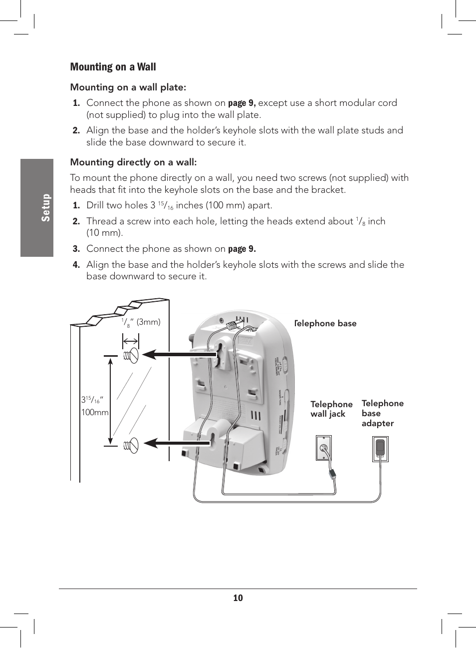 Se tu p mounting on a wall | Radio Shack 43-3577 User Manual | Page 10 / 36