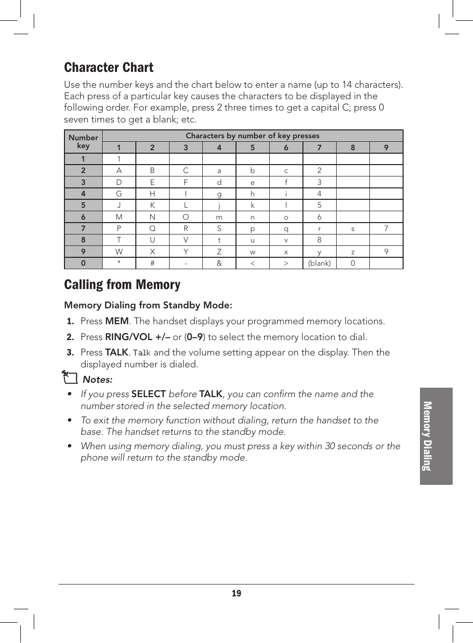 Character chart | Radio Shack 43-3577 User Manual | Page 19 / 36