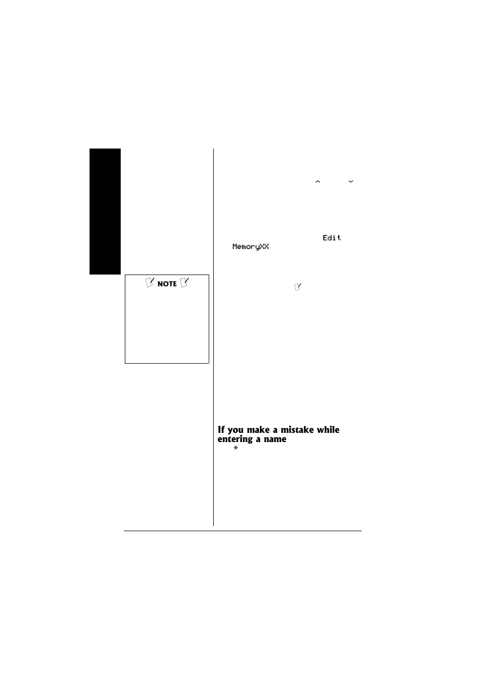 If you make a mistake while entering, A name | Radio Shack 43-3558 User Manual | Page 22 / 36