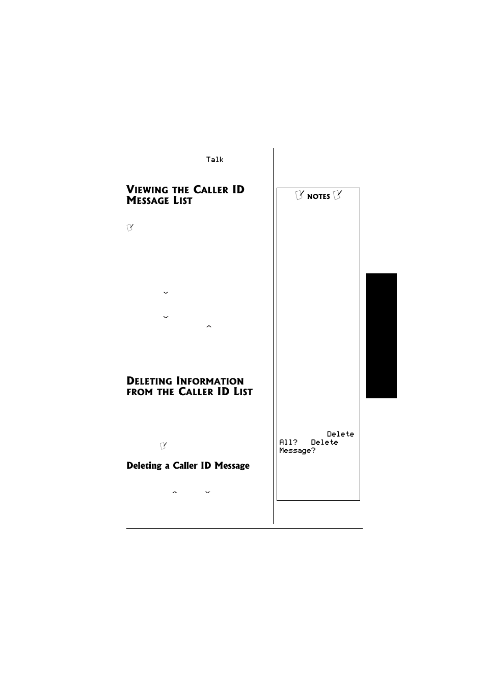 Viewing the caller id message, List, Deleting information from the caller | Id list, Deleting a caller id message, Id m, Id l | Radio Shack 43-3558 User Manual | Page 29 / 36