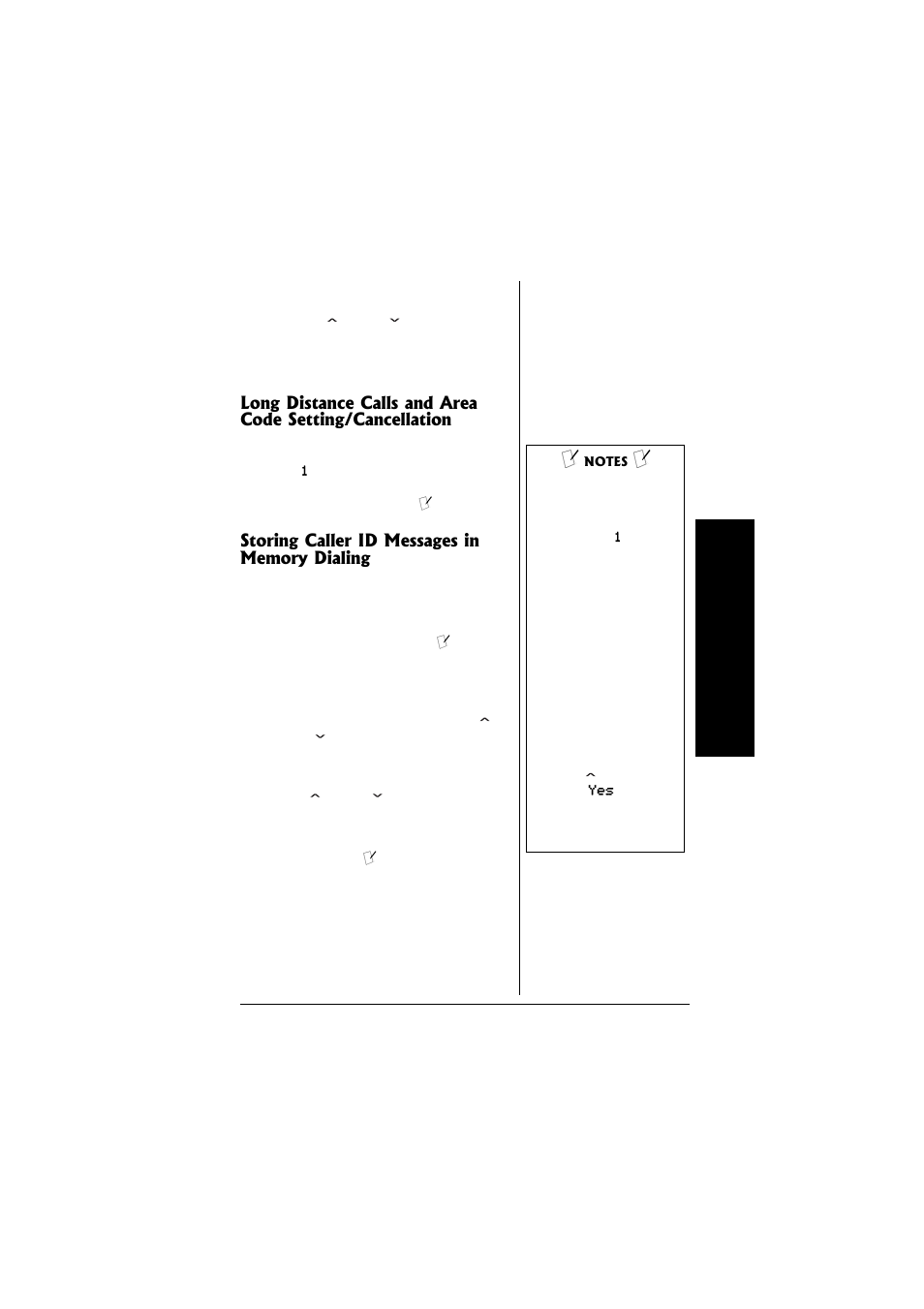 Long distance calls and area code, Setting/cancellation, Storing caller id messages in | Memory dialing | Radio Shack 43-3558 User Manual | Page 31 / 36