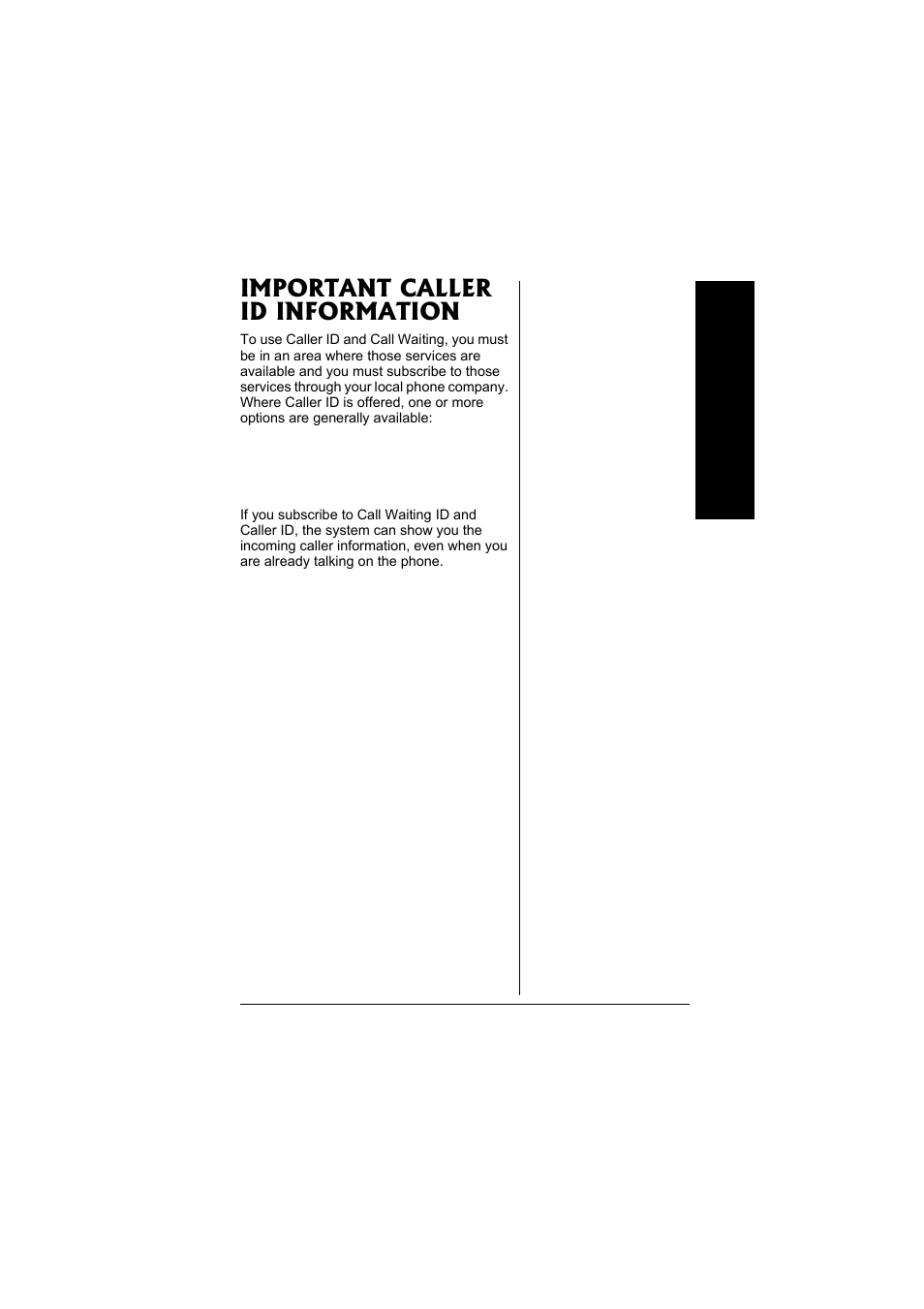 Important caller id information | Radio Shack 43-3558 User Manual | Page 7 / 36