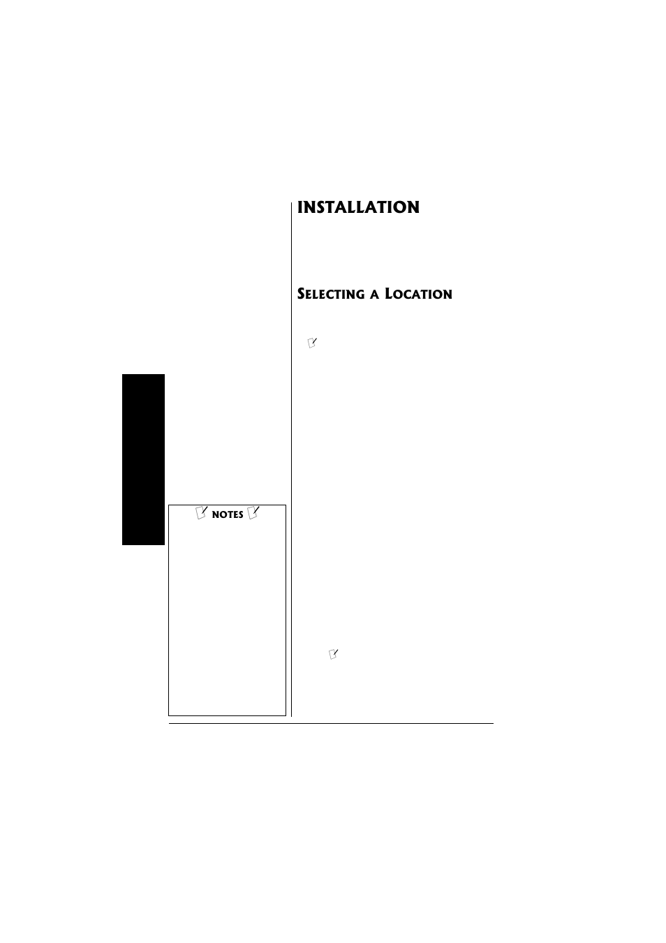 Installation, Selecting a location | Radio Shack 43-3558 User Manual | Page 8 / 36