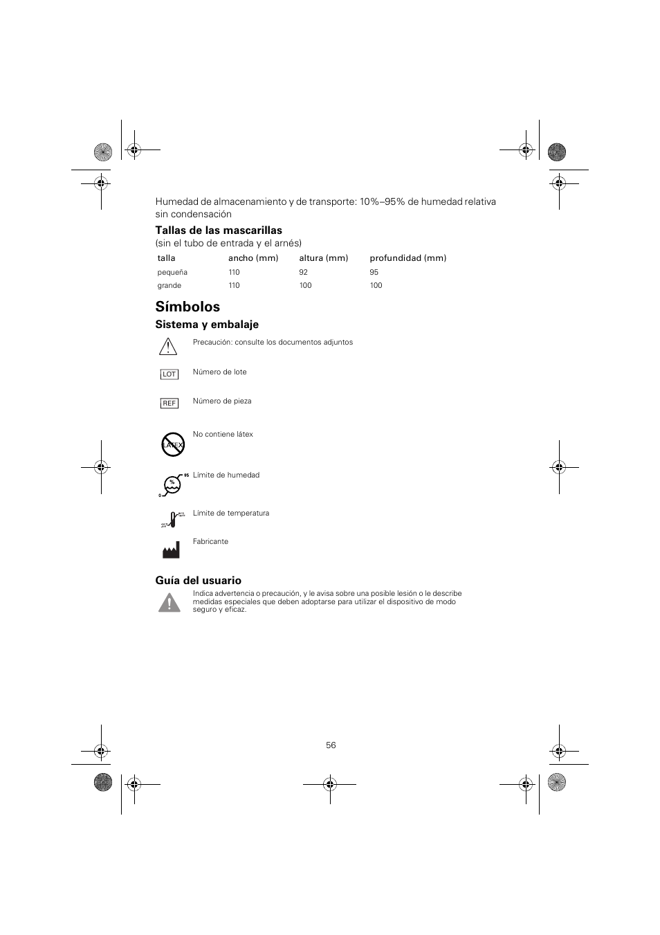 Símbolos | ResMed MIRAGE LIBERTY 61848 User Manual | Page 60 / 84