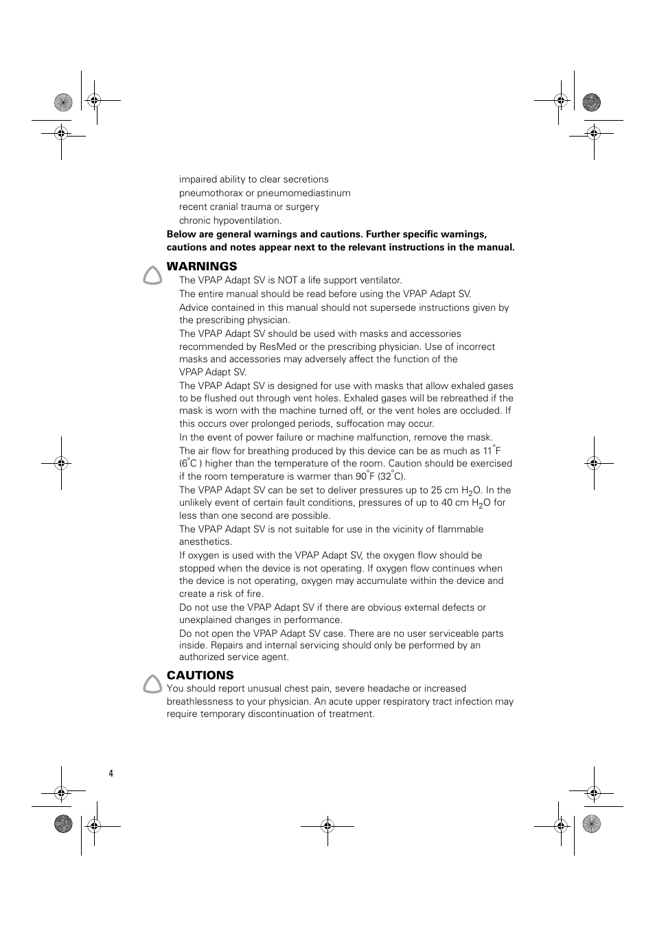 ResMed Flow Generator VPAP Adapt SV User Manual | Page 4 / 42