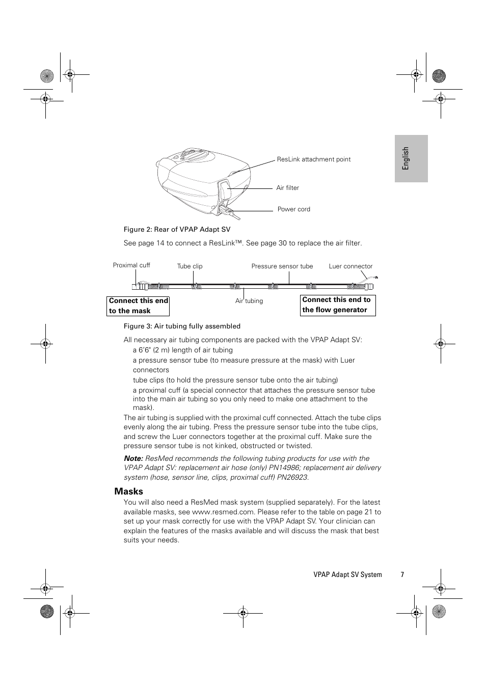 Masks | ResMed Flow Generator VPAP Adapt SV User Manual | Page 7 / 42
