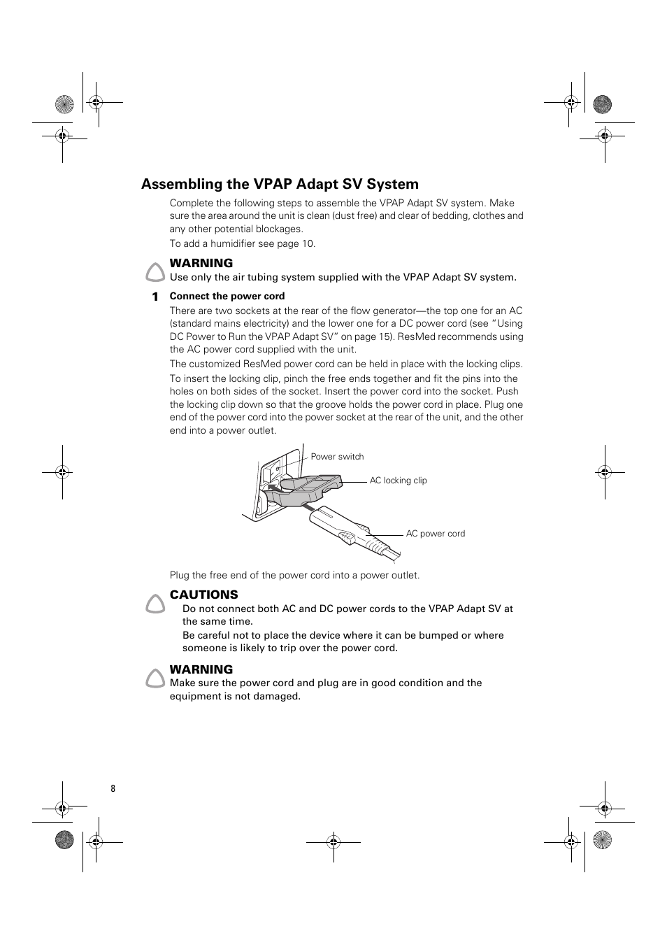 Assembling the vpap adapt sv system | ResMed Flow Generator VPAP Adapt SV User Manual | Page 8 / 42