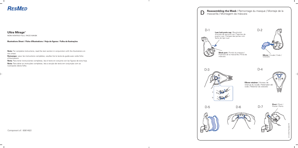 D-1 d-6 d-3, D-5 d-2 d-4 | ResMed ULTRAMIRAGE 608140/20611 User Manual | Page 4 / 44