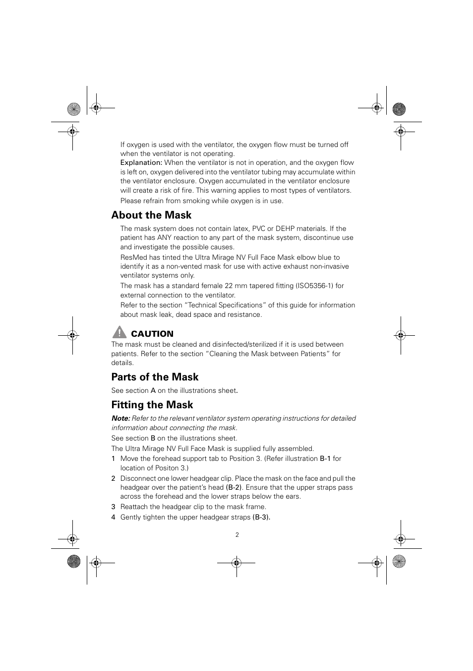 About the mask, Parts of the mask, Fitting the mask | ResMed ULTRAMIRAGE 608140/20611 User Manual | Page 6 / 44