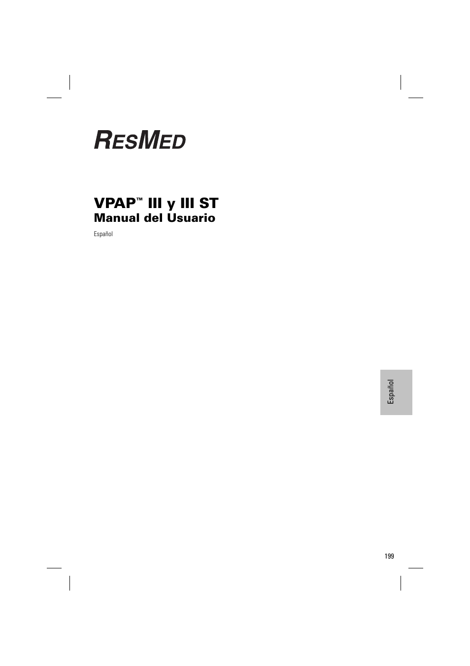 Vpap, Iii y iii st, Manual del usuario | ResMed VPAP III & III ST User Manual | Page 205 / 348
