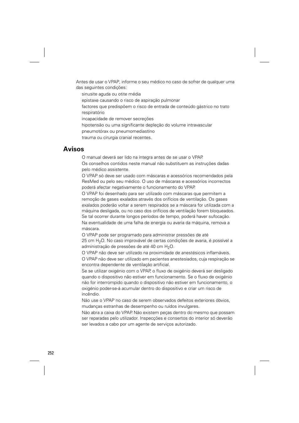 Avisos | ResMed VPAP III & III ST User Manual | Page 258 / 348