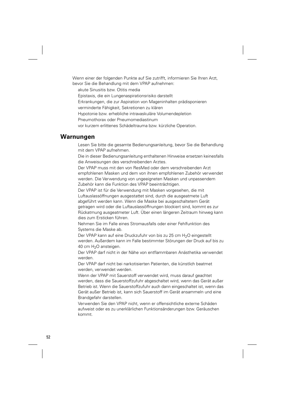 Warnungen | ResMed VPAP III & III ST User Manual | Page 58 / 348