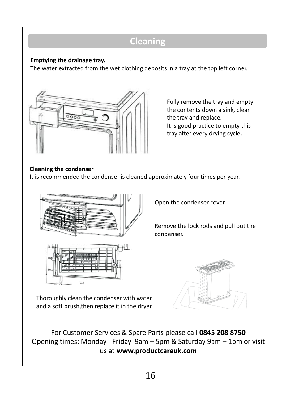 Cleaning | RUSSELL HOBBS Condenser Tumble Dryer RHCTD200B User Manual | Page 18 / 24