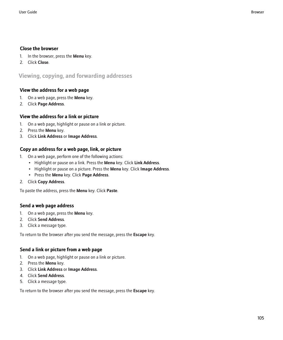 Viewing, copying, and forwarding addresses | Blackberry 9000 User Manual | Page 107 / 275