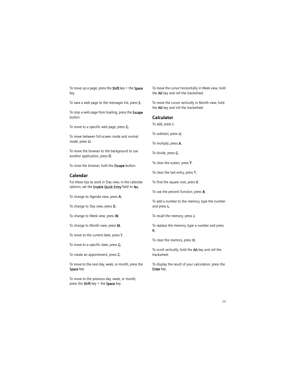Calendar, Calculator | Blackberry 6750 User Manual | Page 111 / 130