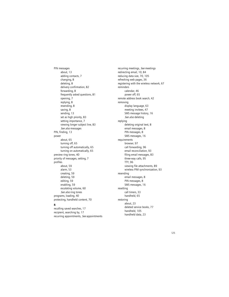 Blackberry 6750 User Manual | Page 125 / 130