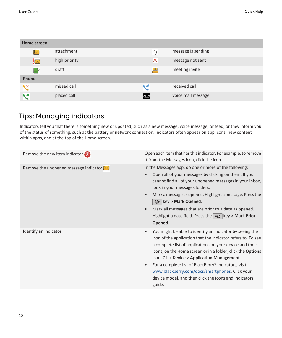 Tips: managing indicators | Blackberry PEARL 9105 User Manual | Page 20 / 325