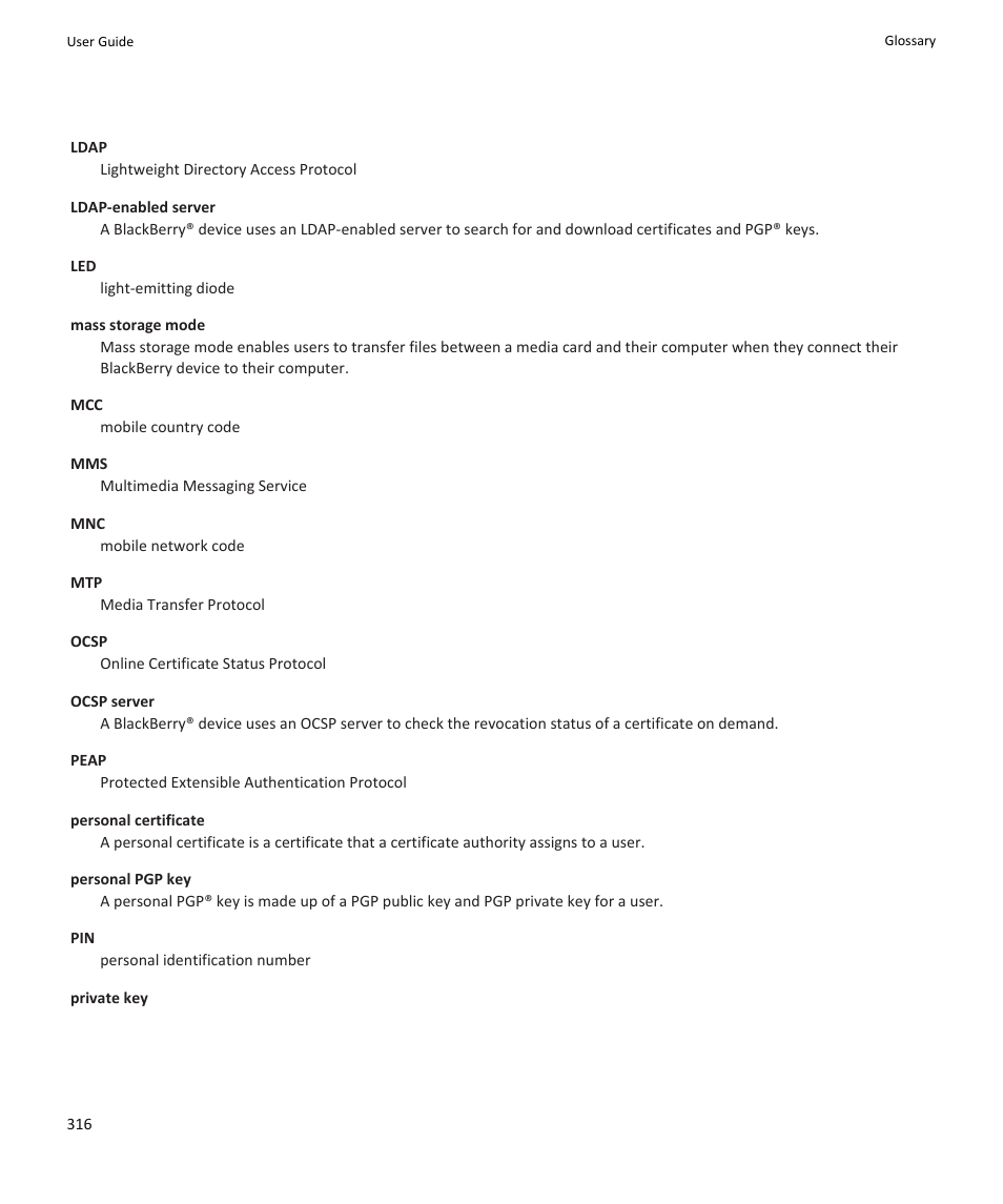 Blackberry PEARL 9105 User Manual | Page 318 / 325