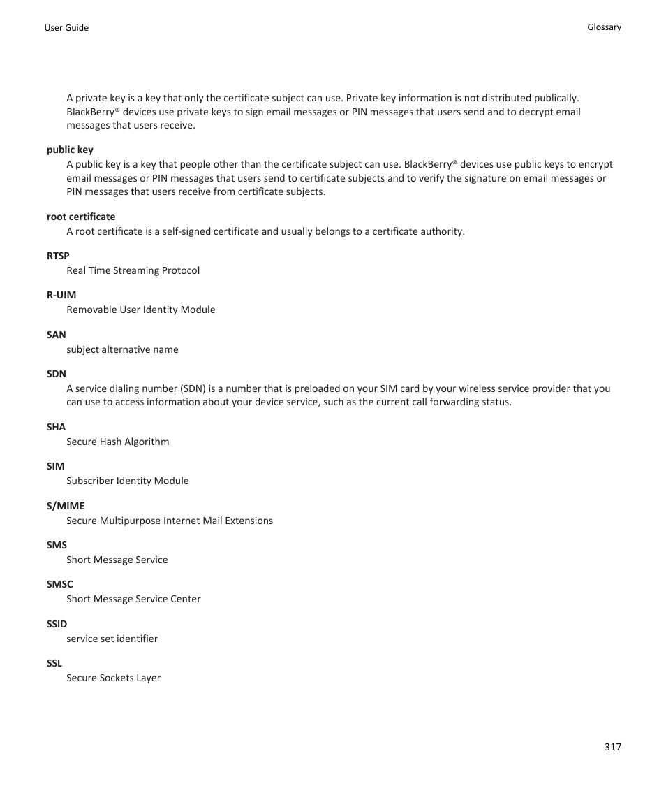 Blackberry PEARL 9105 User Manual | Page 319 / 325