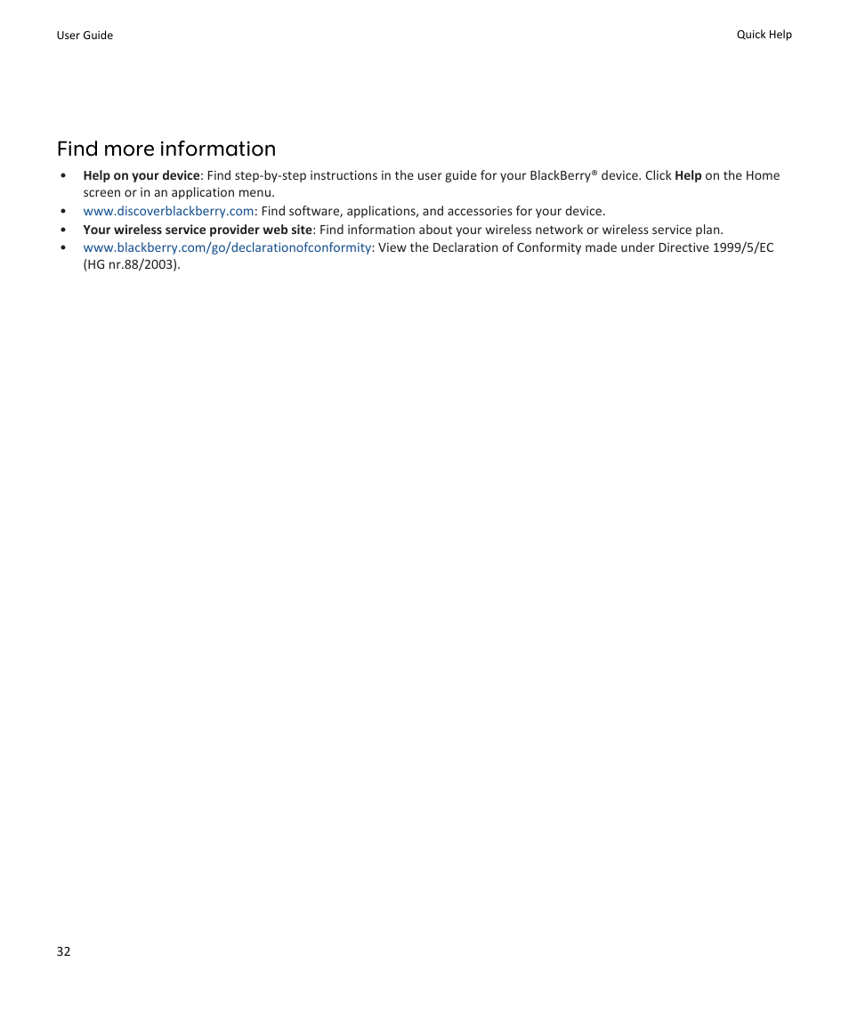 Find more information | Blackberry PEARL 9105 User Manual | Page 34 / 325
