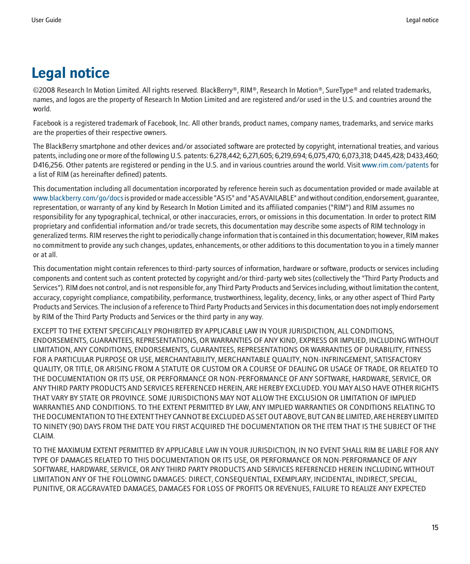 Legal notice | Blackberry SWDT266756-488031-0812023611-001 User Manual | Page 17 / 18