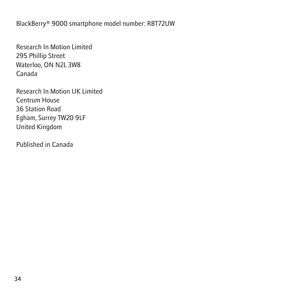 Blackberry Bold 9000 User Manual | Page 36 / 36