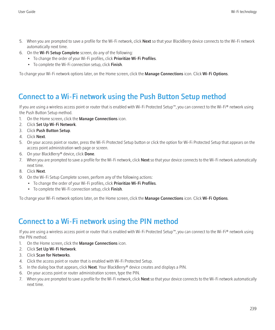 Connect to a wi-fi network using the pin method | Blackberry CURVE 8350I User Manual | Page 241 / 318