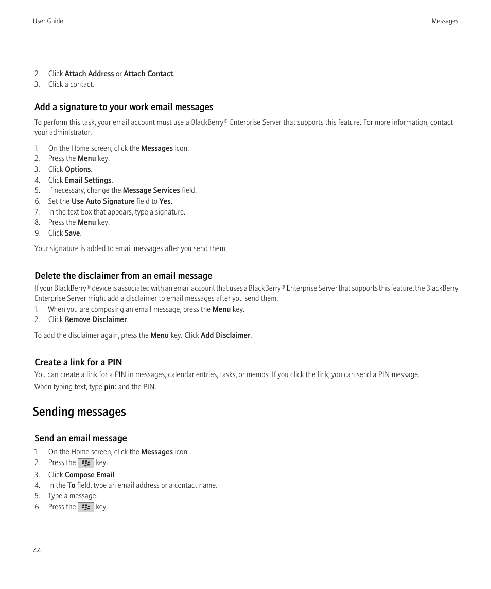 Sending messages | Blackberry CURVE 8350I User Manual | Page 46 / 318