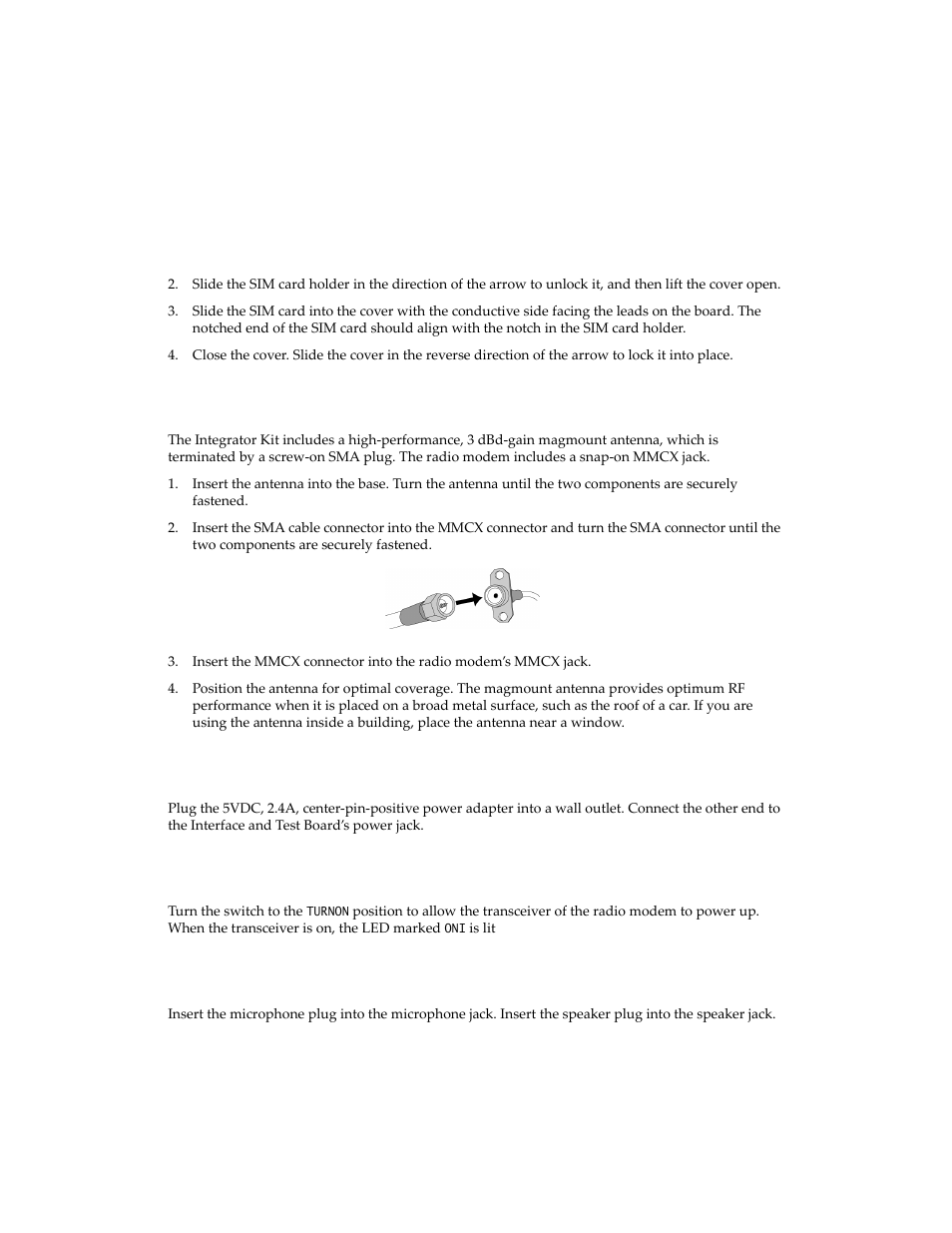 Connecting the antenna to the radio modem, Connecting to an ac outlet, Turning on the transceiver | Connecting the headset | Blackberry 1802G User Manual | Page 12 / 28