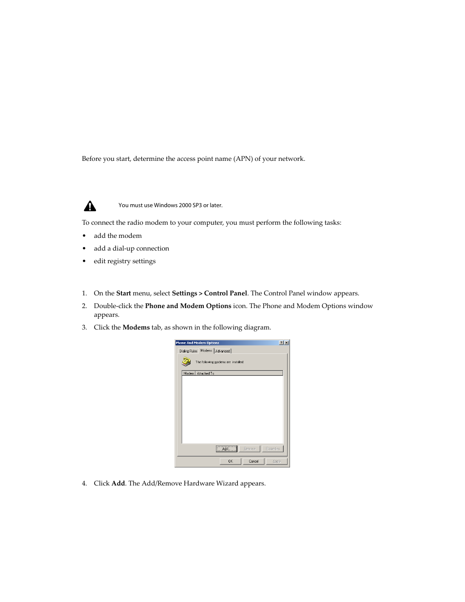 Required information, Connecting with windows 2000 | Blackberry 1802G User Manual | Page 14 / 28