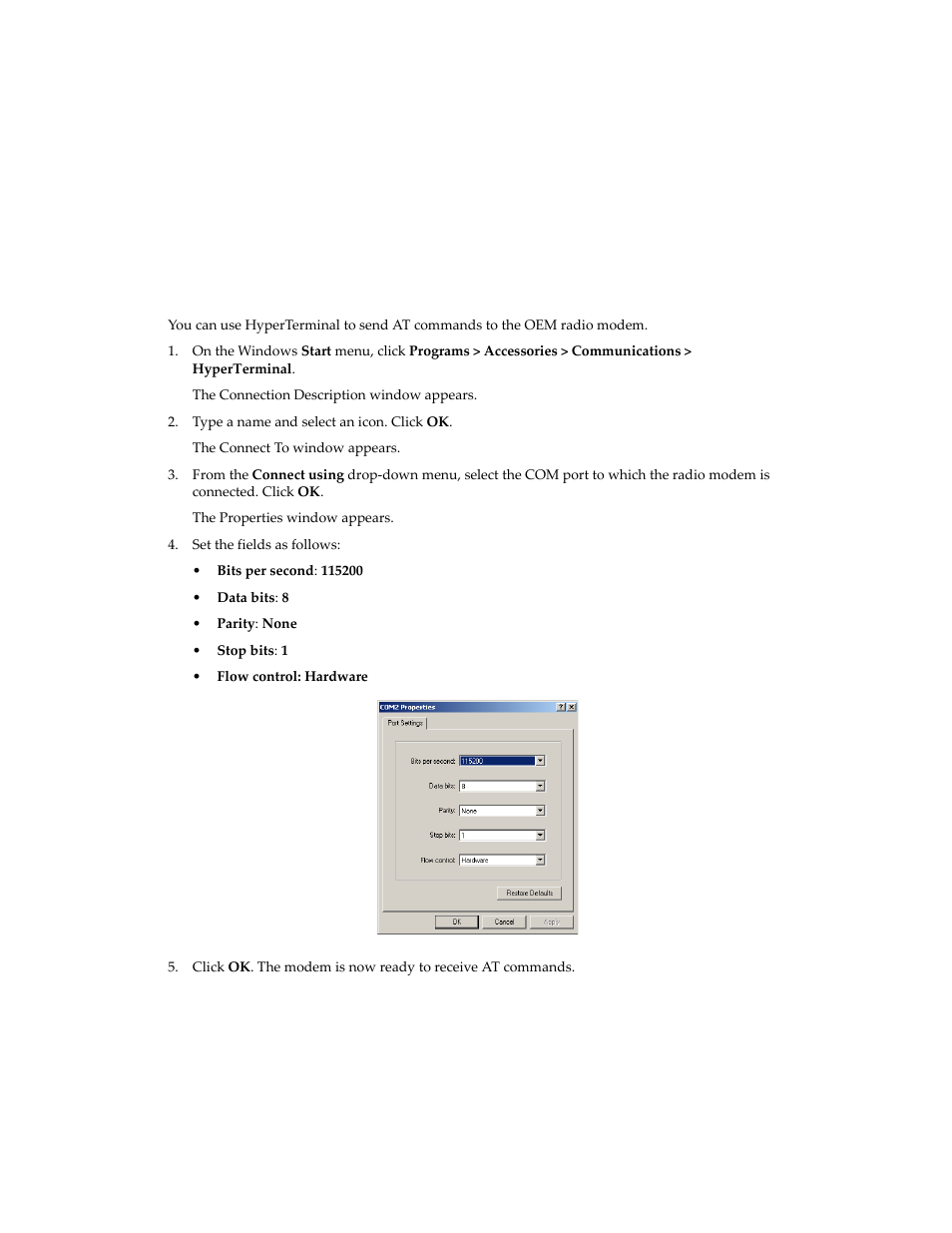 Setting up hyperterminal | Blackberry 1802G User Manual | Page 26 / 28
