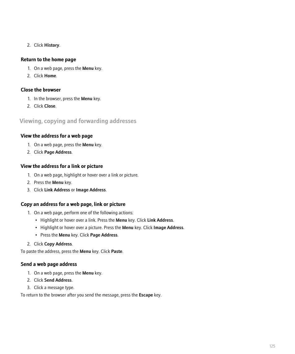 Viewing, copying and forwarding addresses | Blackberry Pearl 8100 User Manual | Page 127 / 283