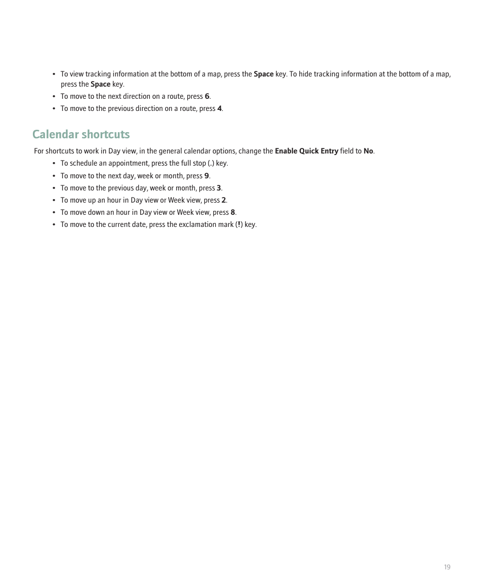 Calendar shortcuts | Blackberry Pearl 8100 User Manual | Page 21 / 283