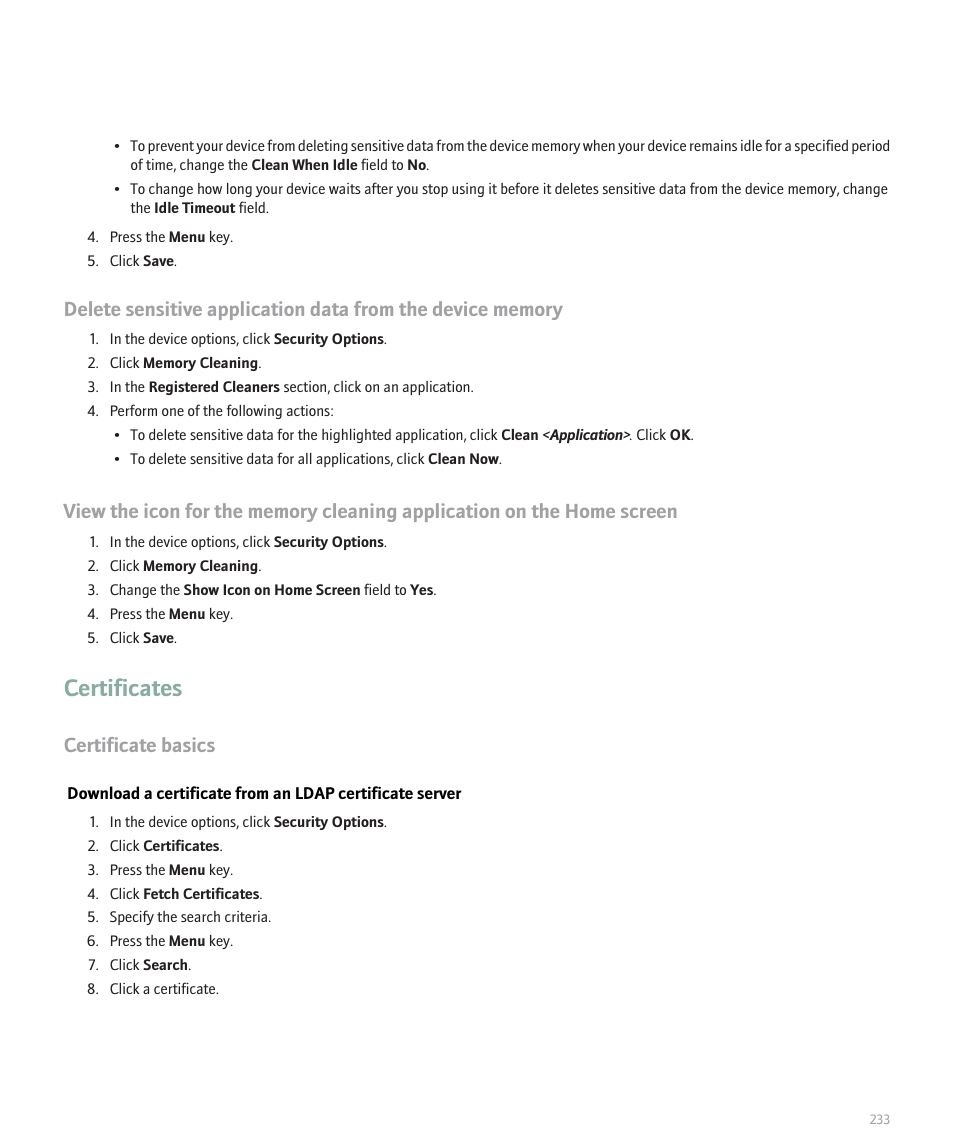 Certificates, Certificate basics | Blackberry Pearl 8100 User Manual | Page 235 / 283